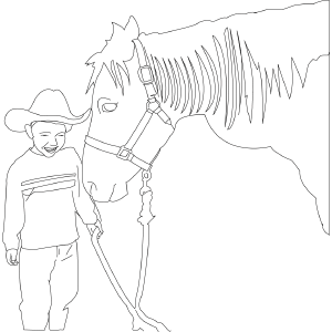 Horse with Boy coloring page