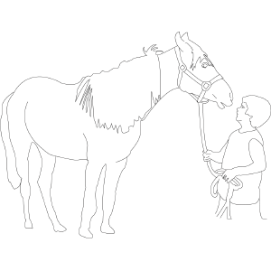 Horse with Caretaker coloring page